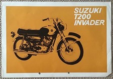 SUZUKI T200 INVADER MOTORCYCLE Sales Specification Leaflet APR 1969 #10M/4/69
