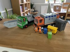 Playmobil Orange Recycling Truck 4418 and Green Skip Lorry 3318