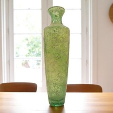 GREEN CRACKLE EFFECT VASE ORNATE LIME 45CM TALL