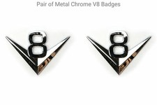 Pair of Metal Chromed V8 Badge