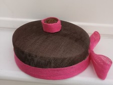 Ladies Small Brown & Fushia Pink Pillbox Hat  for all special occasions. 
