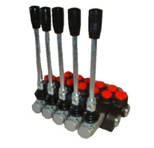 5 BANK HYDRAULIC MONOBLOCK DIRECTIONAL SPOOL LEVER VALVE 3/8" BSP - 40 L/M