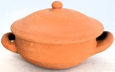 Cooking Pot, Terracotta, unglazed, with lid, 8 diameter x 5 high inches