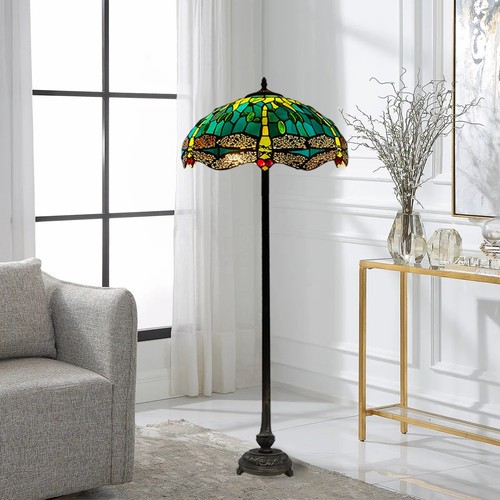 Tiffany style dragonfly floor - dragonfly,