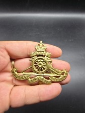 Original WW2 Kings Crown Royal Artillery Regiment Cap Badge Brass Slider