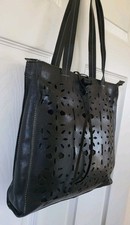 Principles Black Genuine Leather Perforated Shoulder Bag Tote Bag Handbag