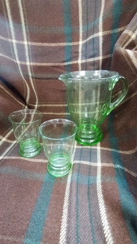Vintage green glass water - green,