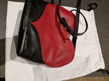 Lulu Guinness Leather Bag. Red & Black Harriet Lips Bag