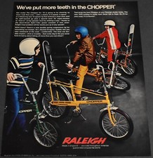 1970 Print Ad Raleigh Chopper Bicycle Bike 70's Style Art Boys Helmet