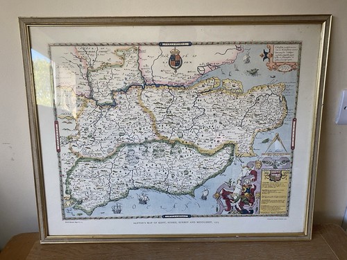 Vintage framed saxtons map - framed,