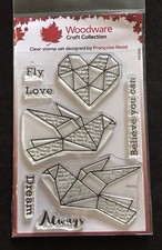 Geometric heart birds fly love