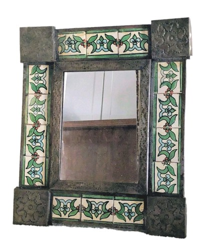 Vtg punched tin mirror - punched,