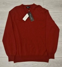 Hawick Knitwear Red V-Neck Jumper 100% Lambswool Size XL BNWT