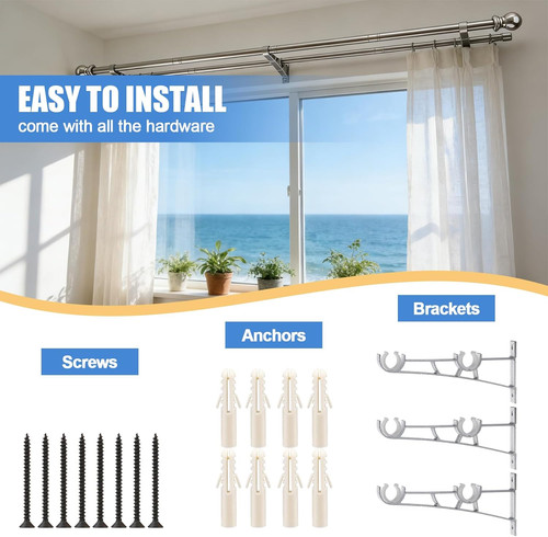 Double curtain poles 5 - poles,, 2.5