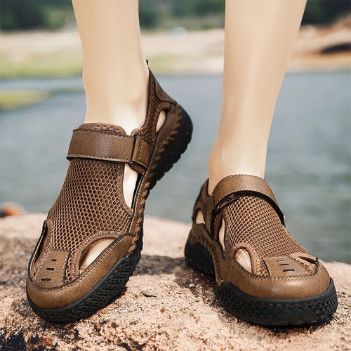 Men leather sandals - men's, closed