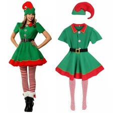 Womens Girls Elf Costume Christmas Fancy Dress Cosplay Xmas Santa Helper Outfits