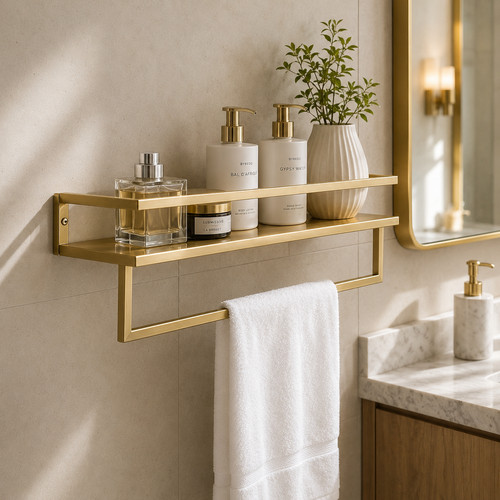 Towel rail gold - towel, mounted