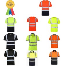 Hi Vis T Shirt  Work Wear High Viz Polo Shirts Reflective Tape Safety Top New 2#