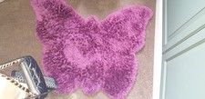 Purple Butterfly Shaped Shaggy Rug 100 X 85cm Immaculate 