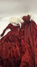 Christmas Dolls Outfit For 22" Porcelain Doll Red Velvet Dress Shawl Handmuff