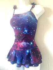 Girls Blue Mix Skirted Swimsuit Age 13-14 Years - Swim Dress Solar Print Tie