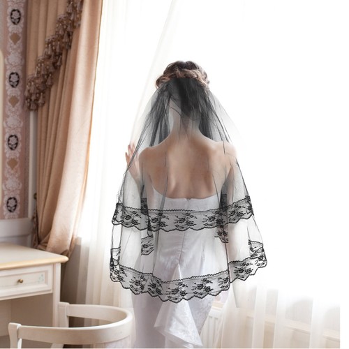 Vintage black bridal - vintage, veil