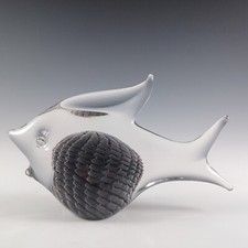 SIGNED & LABELLED FM Konstglas / Marcolin Fumato Glass Fish