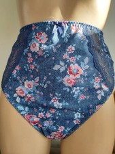 Elomi Morgan Brief 4XL UK SIZE 22  Blue Denim Floral High Leg Waist Full Knicker