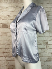 BNWT Slippery Shiny Satin Secretary Blouse 12 34 Bust Sissy Mistress TV CD TS