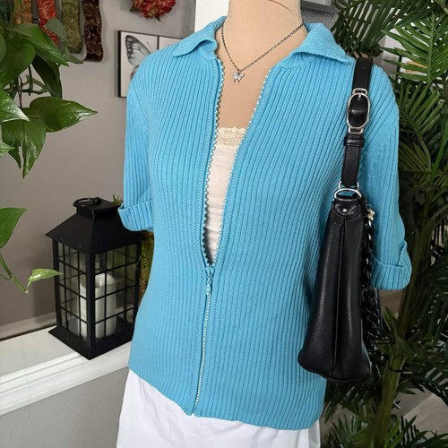 Aqua y2k rhinestone zip - y2k, up