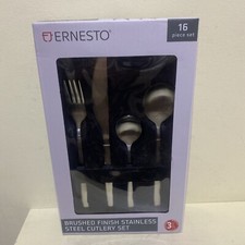 Ernesto Cutlery 16 Pieces Set Brushed Finish Stainless Steel Set