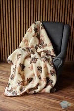 MERINO Lambswool  Blanket Bed THROW 100% Sofa Bed Pad Cover  NATURAL Autumn