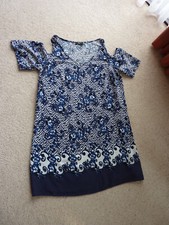 LADIES MATALAN PAPAYA COLD SHOULDER TOP TUNIC DRESS SIZE 14 GUC