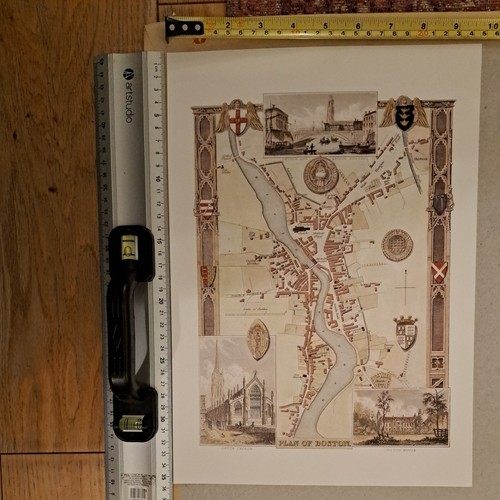 Vintage town map - of, boston