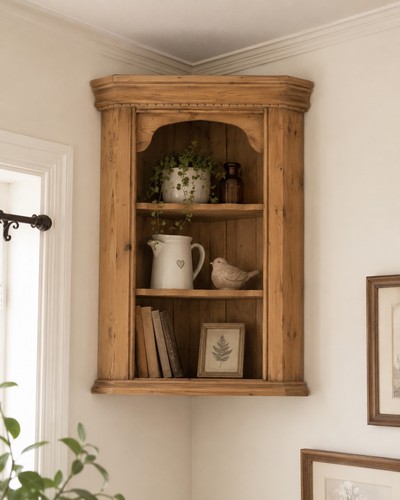 Rustic wooden corner shelf - corner,