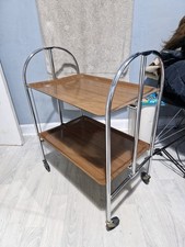 Vintage Mid Century Chrome Foldable Serving Trolley