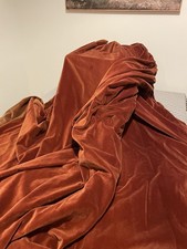 Vintage Cotton Velvet Curtains, Red, Large 110"W x 81”d Country House Huge