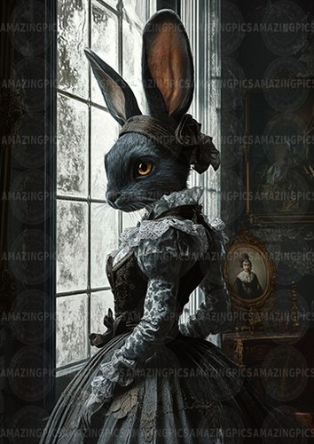 Victorian rabbit art print - art,