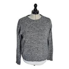 H&M Women's black white marled knit sweater long sleeve crew neck  Size M