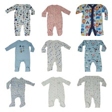 Ex Chainstore Babygrows Cotton Sleepsuits Unisex Boys Girls Newborn to 24-36 NEW