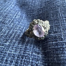 antique art deco sterling silver amethsyt rose ring