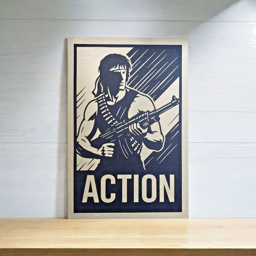 Action wall sign brushed - brushed, gold