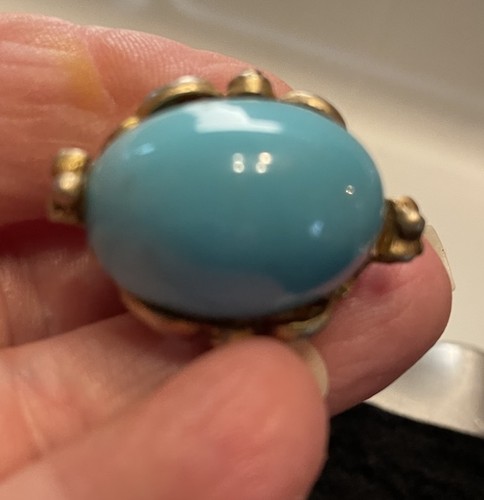 Vintage gold tone oval blue - gold,