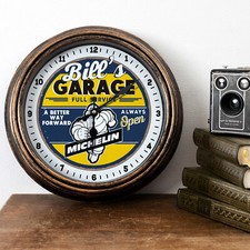 Personalised Garage Clock Michelin Tyres Car Mechanic Hanging Wall Gift KRC40