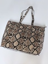 PRIMARK Beige Faux Snakeskin Large Zipped Tote Bag - New