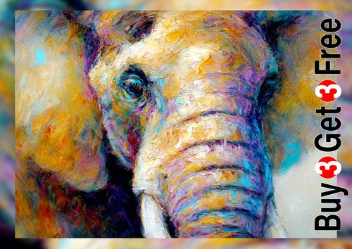 Powerful elephant portrait oil - powerful,