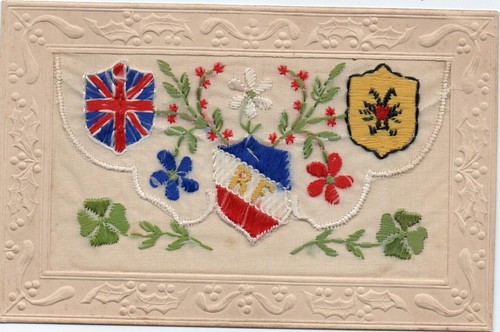 Ww1 patriotic embroidered silk - embroidered,