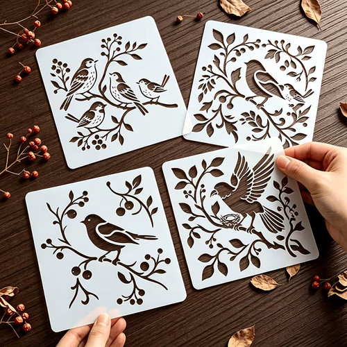 4x bird stencils - 🇬🇧,