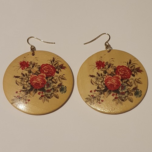 Statement brown wooden flower - brown,