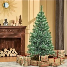 150cm (5ft) Artificial Christmas Tree Frosted / Snow Tipped Green Holiday Pine